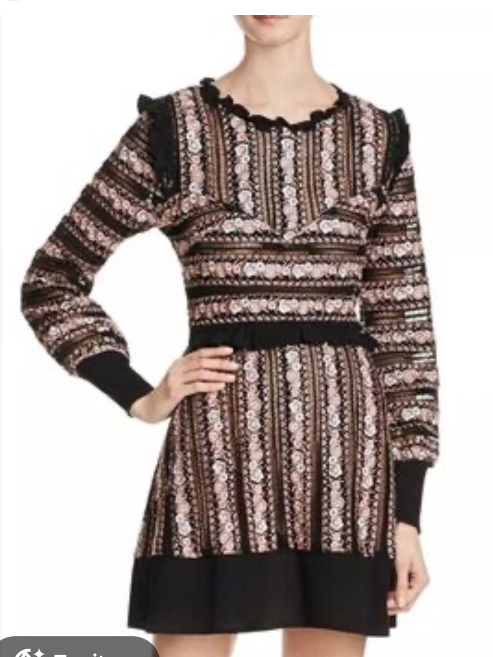 NWT For Love and Lemons Floral-Stripe Knit Dress *Unlined